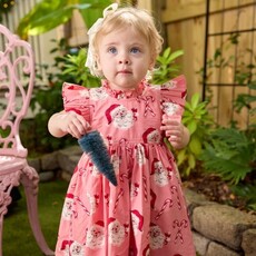 PINK CHICKEN baby girls jennifer dress set - pink candy cane santa