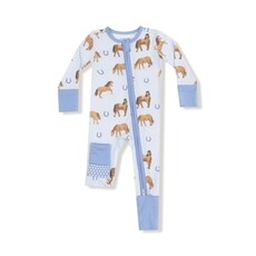 ANGEL DEAR Horses - Blue - 2 Way Zipper Romper