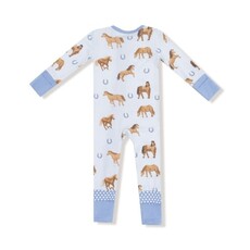 ANGEL DEAR Horses - Blue - 2 Way Zipper Romper