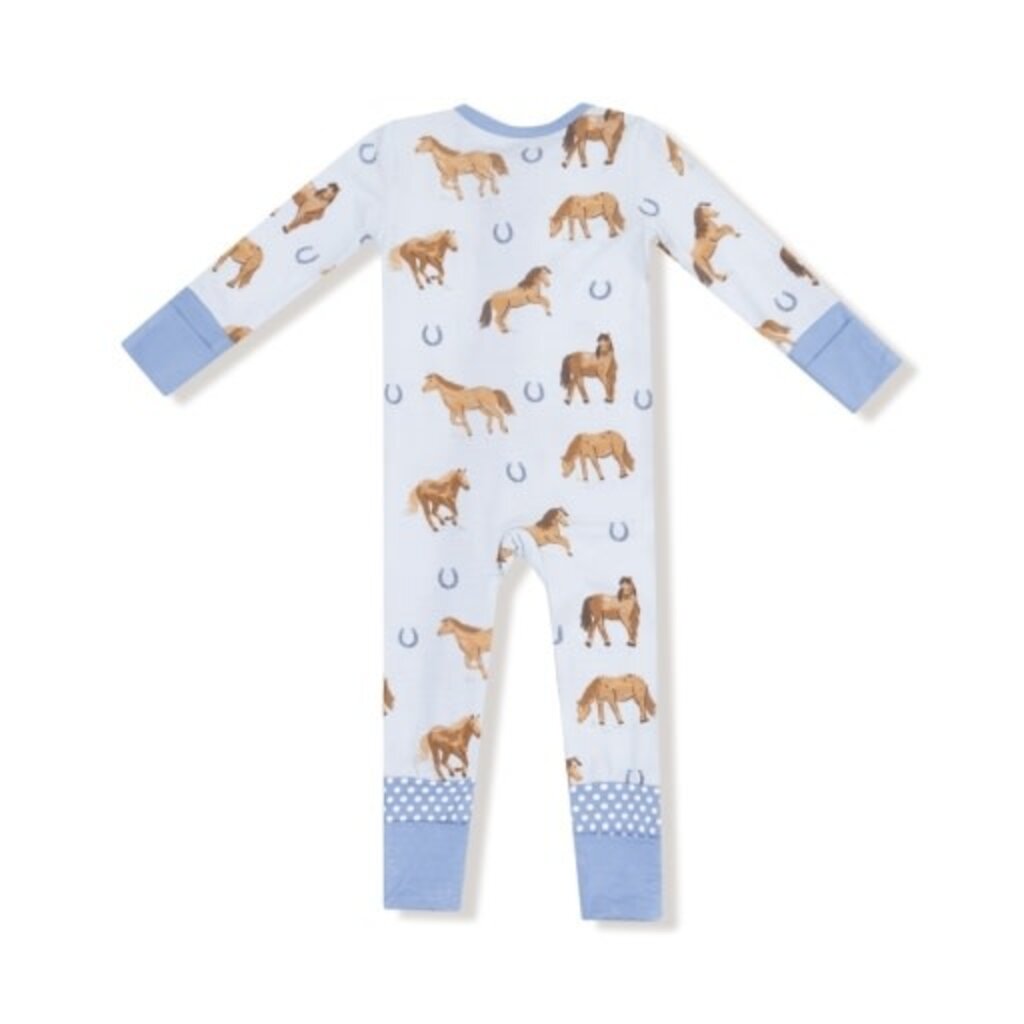ANGEL DEAR Horses - Blue - 2 Way Zipper Romper
