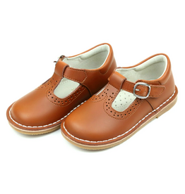 LAMOUR FRANCES PERFORATED T-STRAP MJ-COGNAC