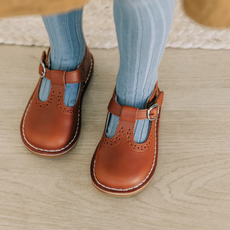 LAMOUR FRANCES PERFORATED T-STRAP MJ-COGNAC