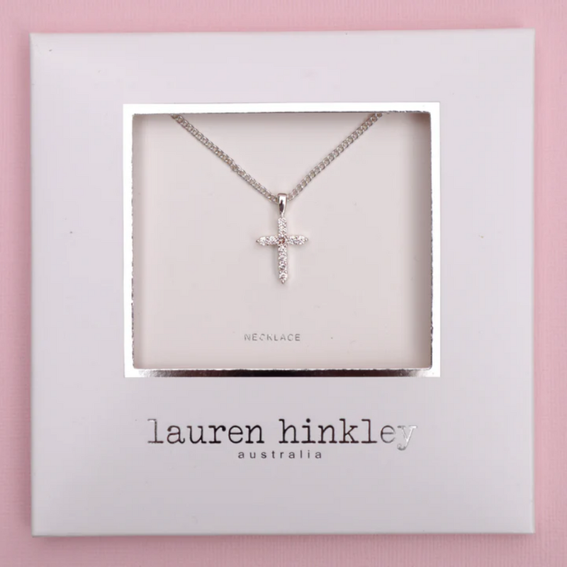 LAUREN HINKLEY DIAMANTE CROSS NECKLACE