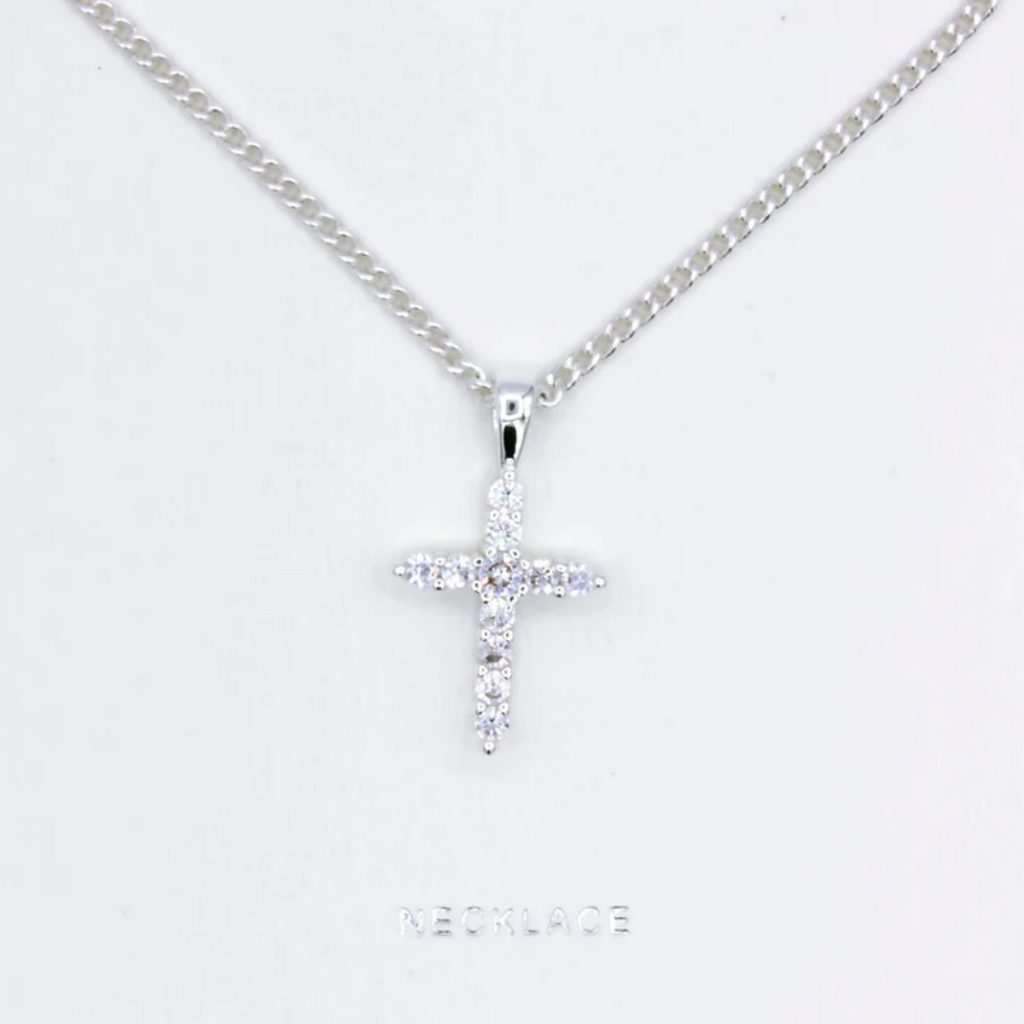 LAUREN HINKLEY DIAMANTE CROSS NECKLACE