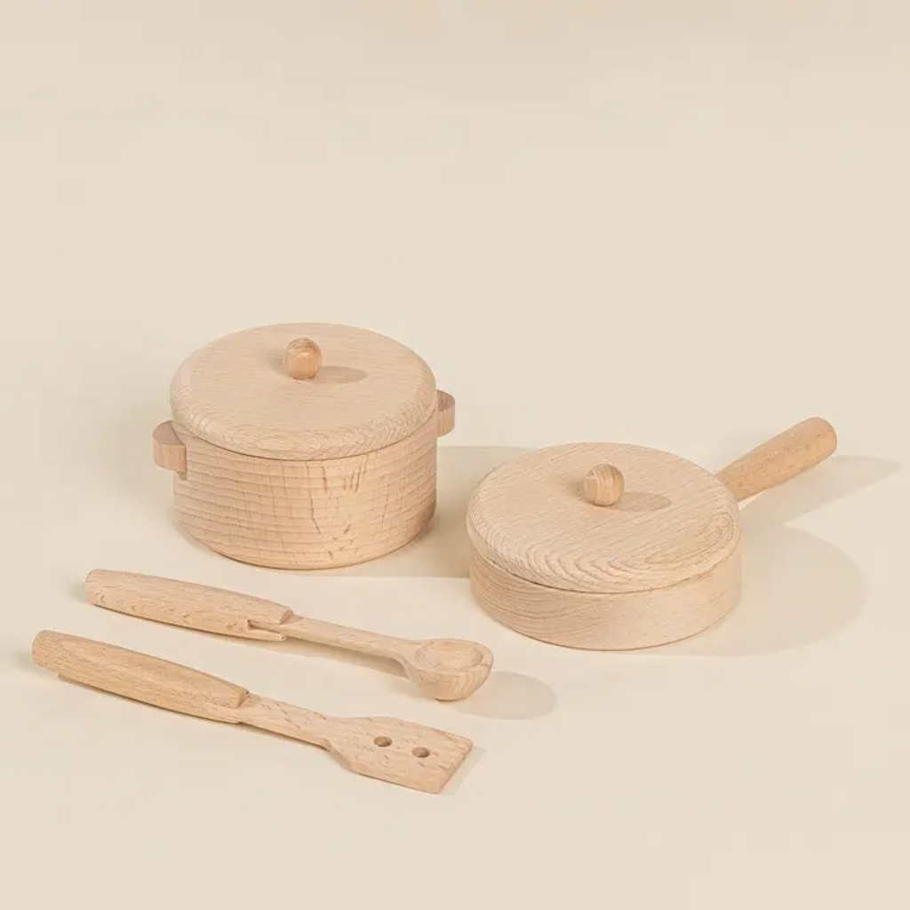 COCO VILLAGE WOODEN POTS & PANS PLAYSET 6PCS