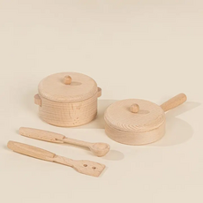 COCO VILLAGE WOODEN POTS & PANS PLAYSET 6PCS