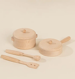 COCO VILLAGE WOODEN POTS & PANS PLAYSET 6PCS