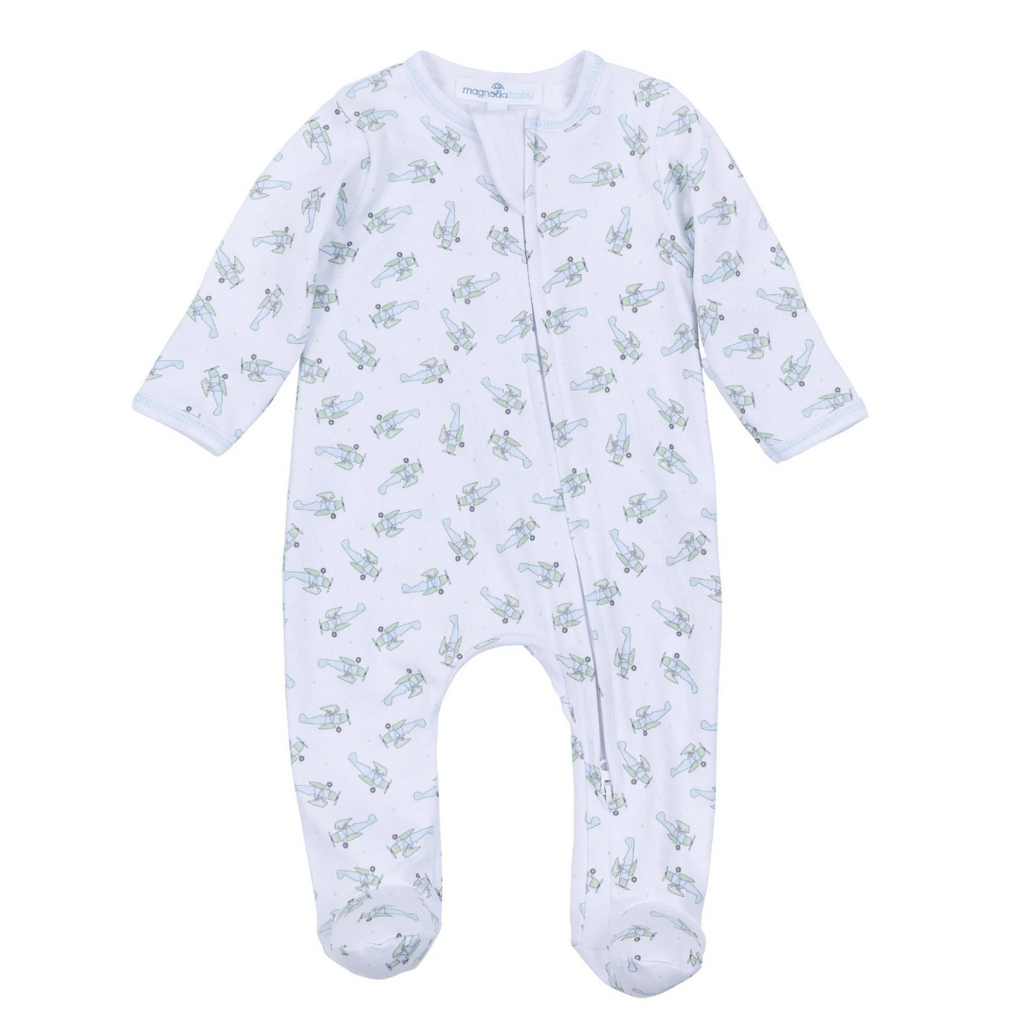 MAGNOLIA BABY TAKE FLIGHT PRINTED ZIPPER FOOTIE