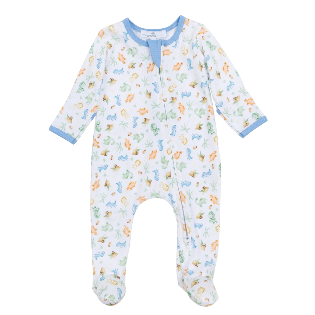 MAGNOLIA BABY DINO-LAND PRINTED ZIPPER FOOTIE