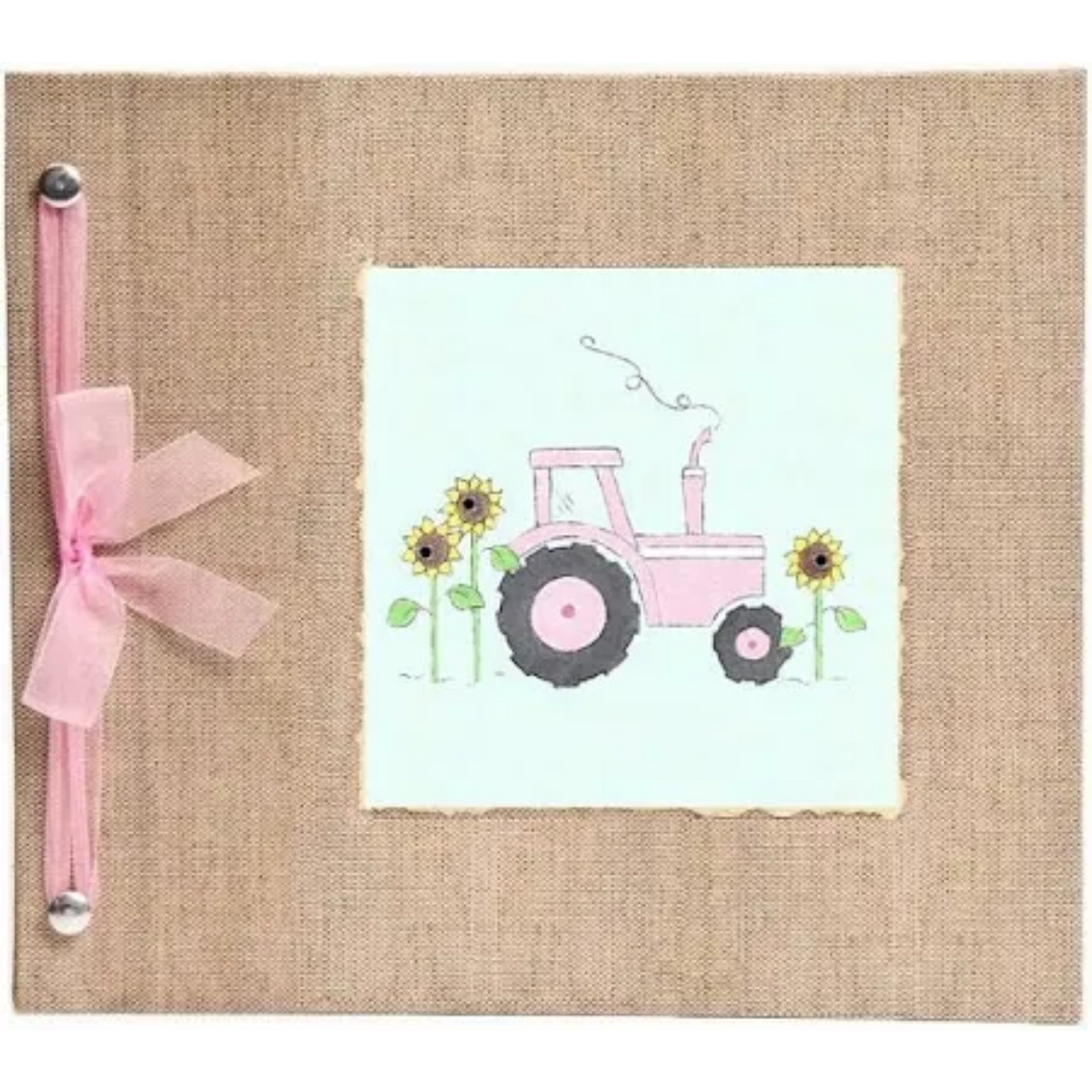 BABY MEMORY BOOK -  PINK TRACTOR