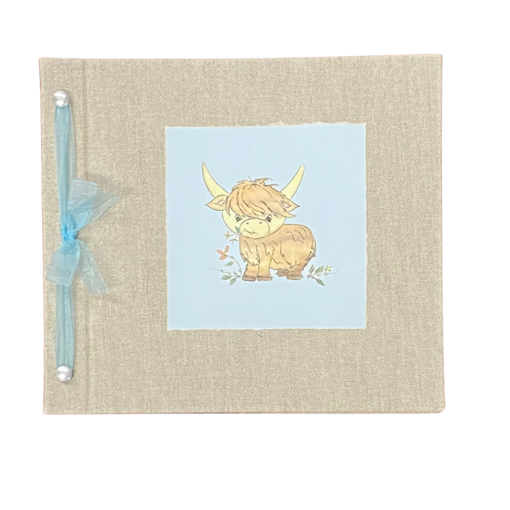 BABY MEMORY BOOK -  HIGHLAND COW BLUE