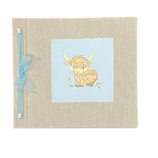 BABY MEMORY BOOK -  HIGHLAND COW BLUE