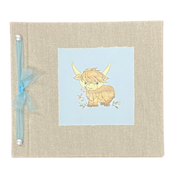 BABY MEMORY BOOK -  HIGHLAND COW BLUE