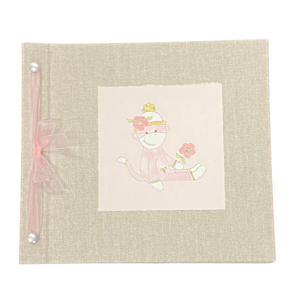BABY MEMORY BOOK -  GIRL SOCK MONKEY