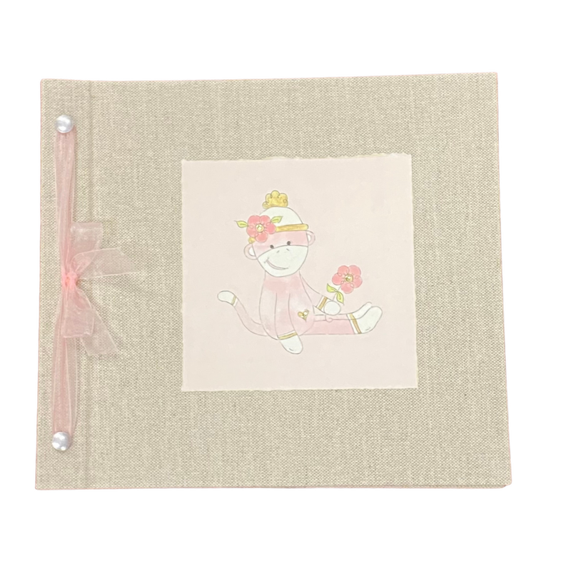 BABY MEMORY BOOK -  GIRL SOCK MONKEY