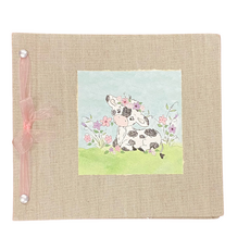 BABY MEMORY BOOK - B&W CALF W/FLOWERS