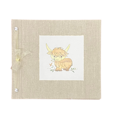 BABY MEMORY BOOK -  HIGHLAND COW IVORY
