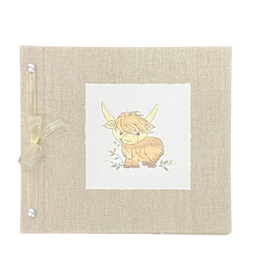 BABY MEMORY BOOK -  HIGHLAND COW IVORY