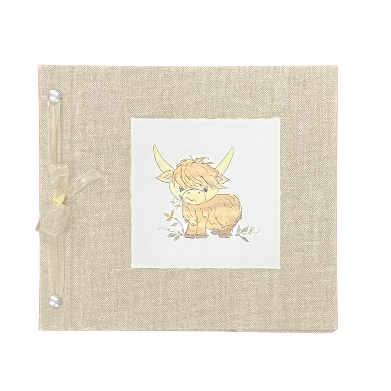 BABY MEMORY BOOK -  HIGHLAND COW IVORY