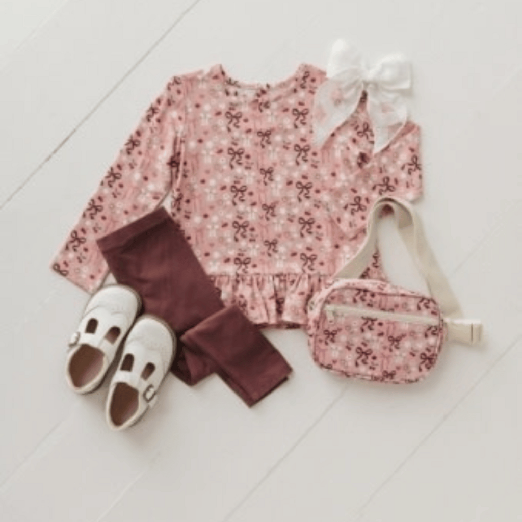 BABYSPROUTS Long Sleeve Peplum Set In Cherry Hearts