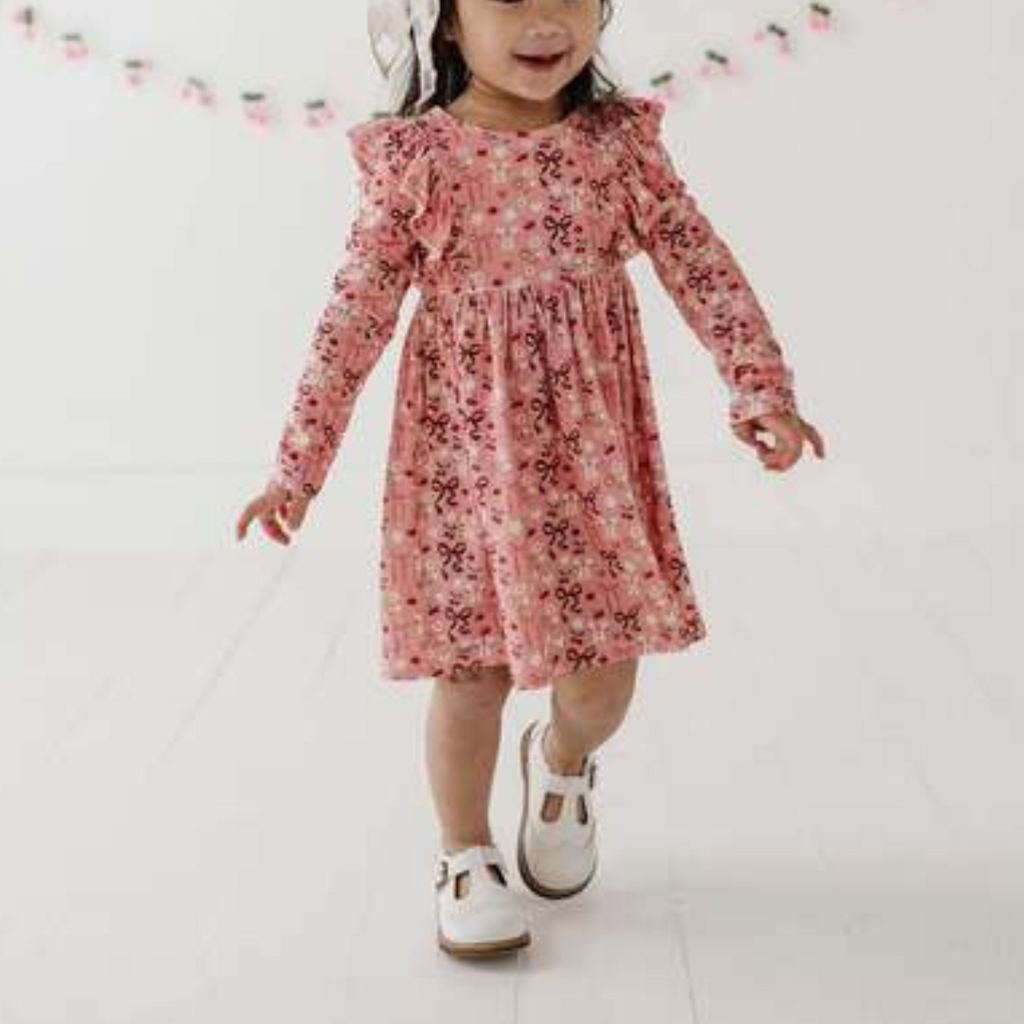 BABYSPROUTS LONG SLEEVE RUFFLE DRESS