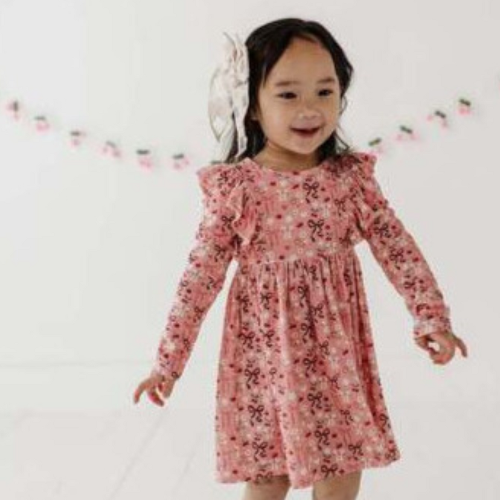 BABYSPROUTS LONG SLEEVE RUFFLE DRESS