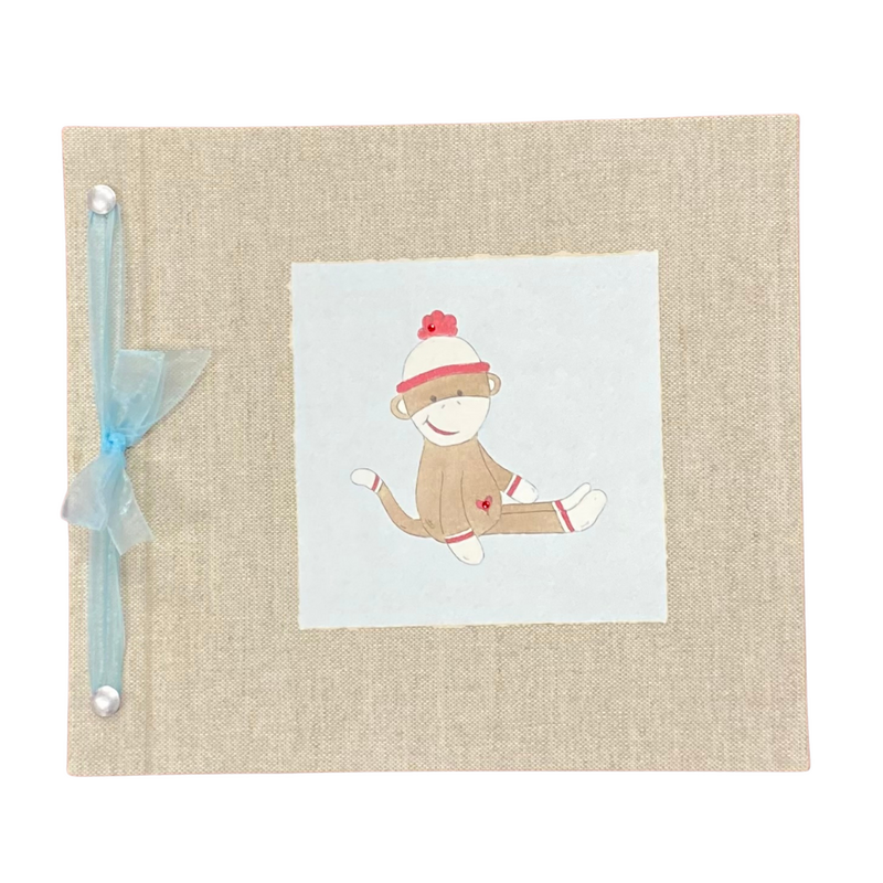 BABY MEMORY BOOK -  BOY SOCK MONKEY