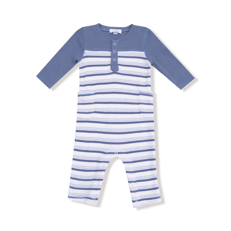 ANGEL DEAR Vintage Stripe - Blue - Romper W/ Contrast Sleeves