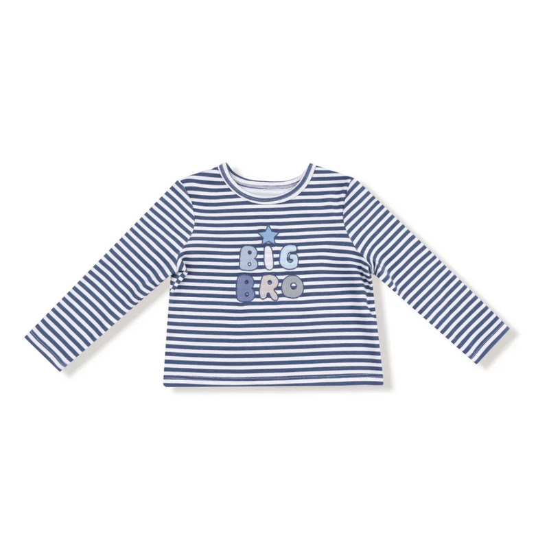 ANGEL DEAR Stripes With Sibling Embroidery - Organic Cotton Jersey - Big Bro - Uni L/S Shirt