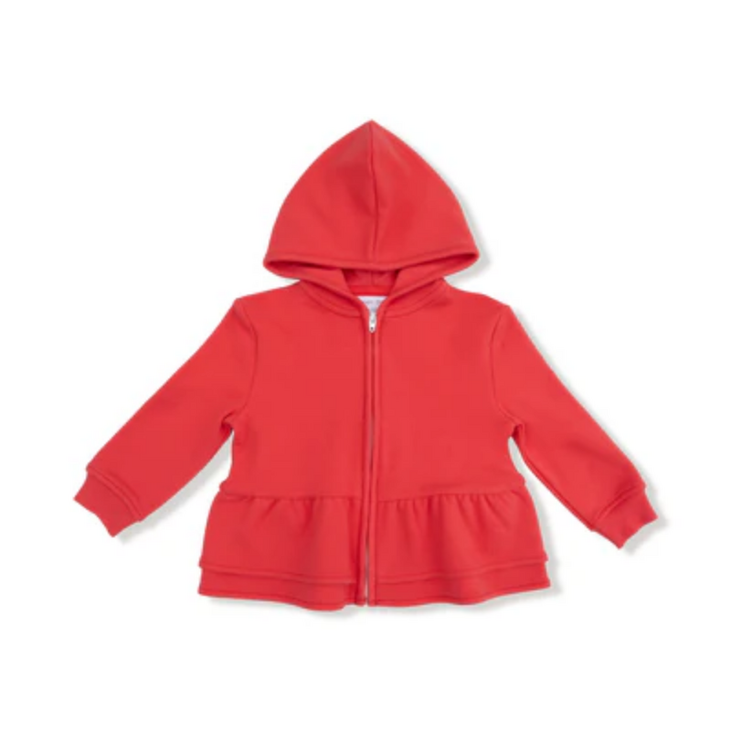 ANGEL DEAR French Terry Sport - Varsity - Red - Zip Peplum Hoodie