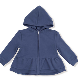 ANGEL DEAR French Terry Sport - Varsity - Vintage Indigo - Zip Peplum Hoodie