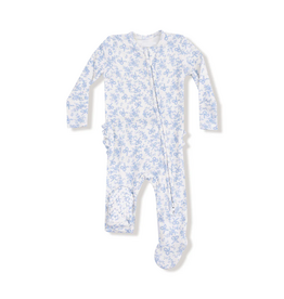 ANGEL DEAR Romi Floral - 2 Way Zipper Ruffle Back Footie