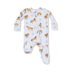 ANGEL DEAR Horses - Blue - 2 Way Zipper Footie