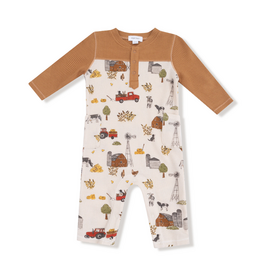 ANGEL DEAR Hay Farmer - Romper w/ Contrast Sleeves