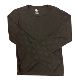 FLOWERS BY ZOE GIRL'S LS TOP W/BLACK HEARTS