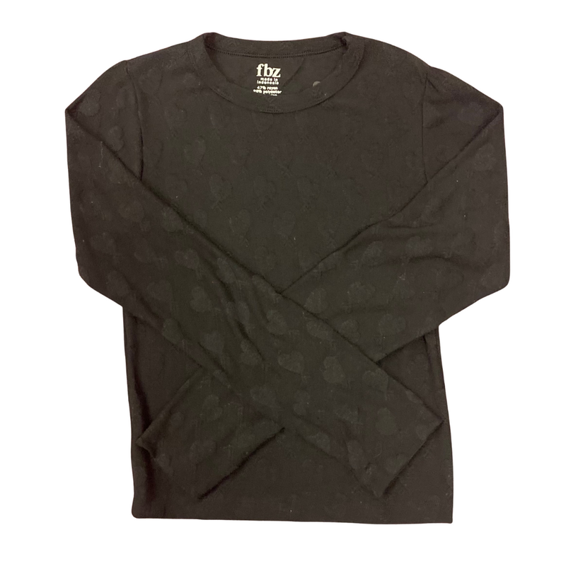 FLOWERS BY ZOE GIRL'S LS TOP W/BLACK HEARTS