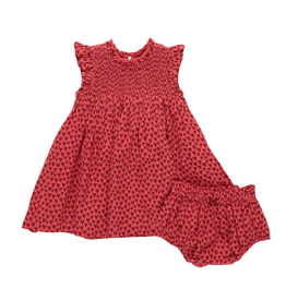PINK CHICKEN baby girls stevie dress - red mini hearts