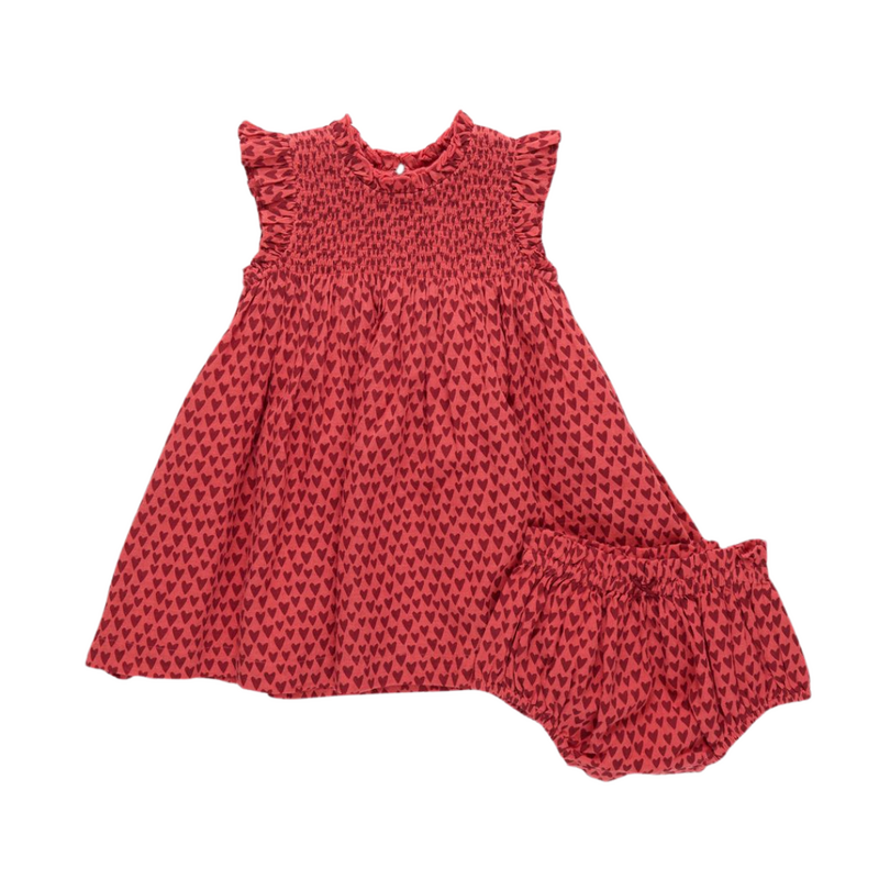 PINK CHICKEN baby girls stevie dress - red mini hearts