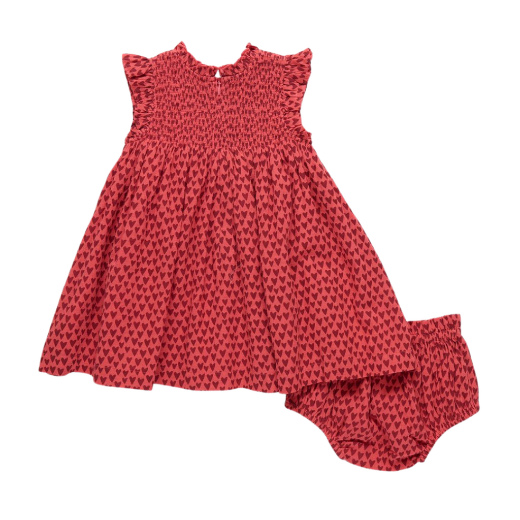 PINK CHICKEN baby girls stevie dress - red mini hearts