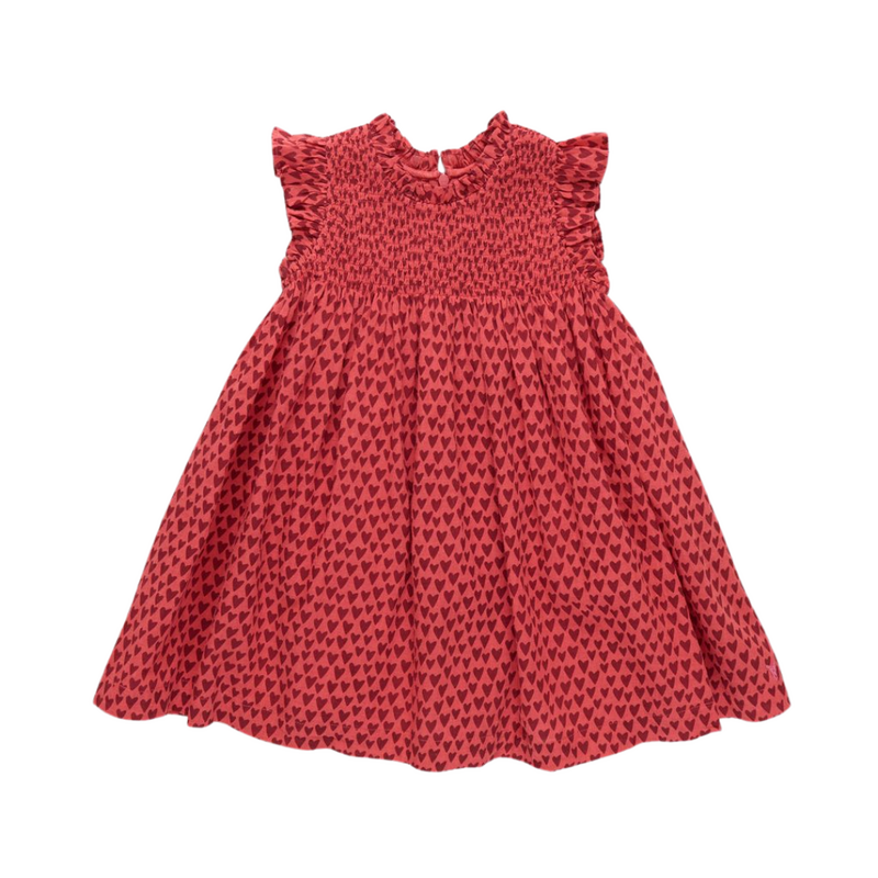 PINK CHICKEN girls stevie dress - red mini hearts