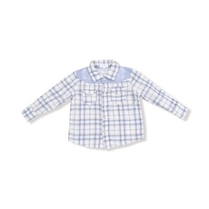 ANGEL DEAR Blue Plaid - L/S Western Pearl Snap Shirt with Howdy Embroidery on Back