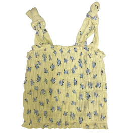 FLOWERS BY ZOE YELLOW TOP W/BLUE ROSES