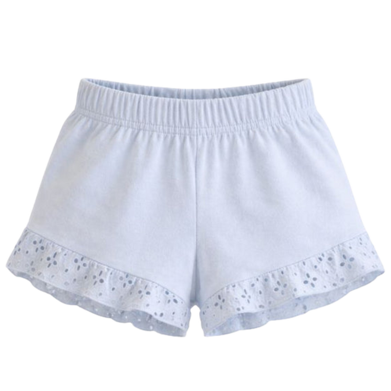 FLOWERS BY ZOE GIRL'S AQUA SHORT W/EYELET TRIM