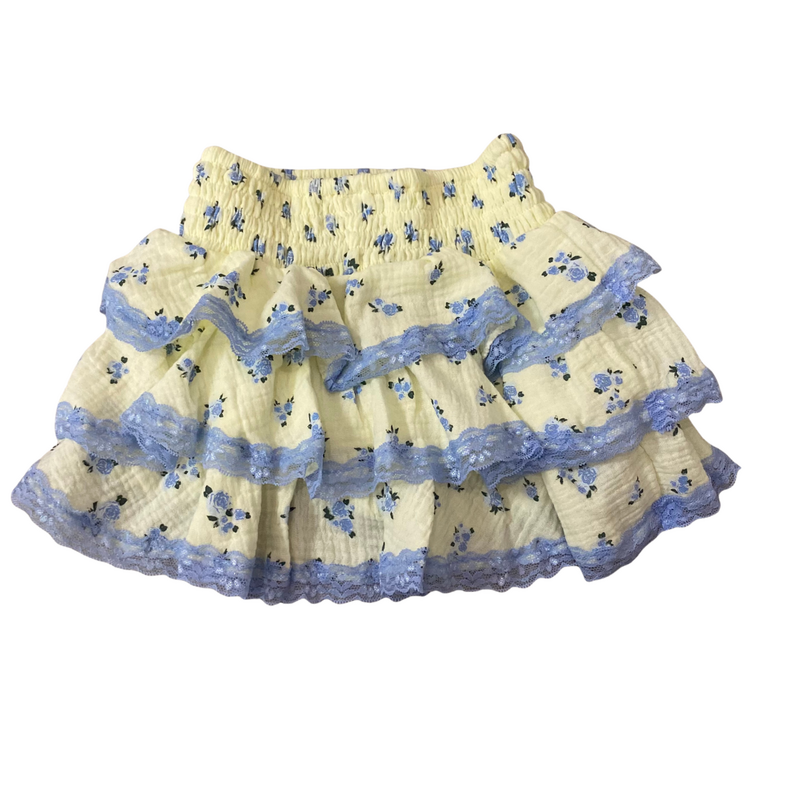 FLOWERS BY ZOE YELLOW SKIRT W/BLUE ROSES