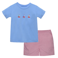 REMEMBER NGUYEN SET SAIL TEE WITH RED SHORTS