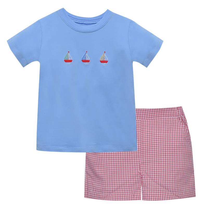 REMEMBER NGUYEN SET SAIL TEE WITH RED SHORTS