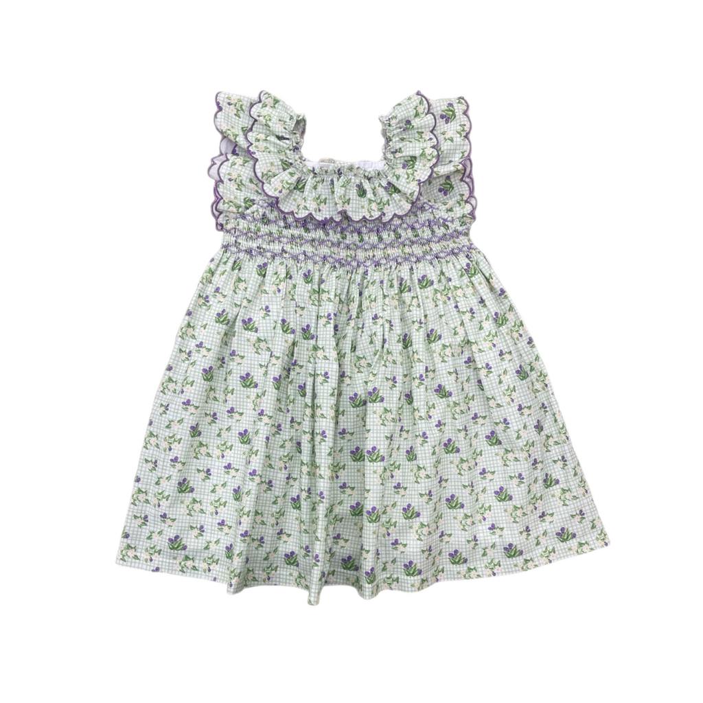 LOVE GEORGE BLACKBERRY GINGHAM DRESS FLORAL
