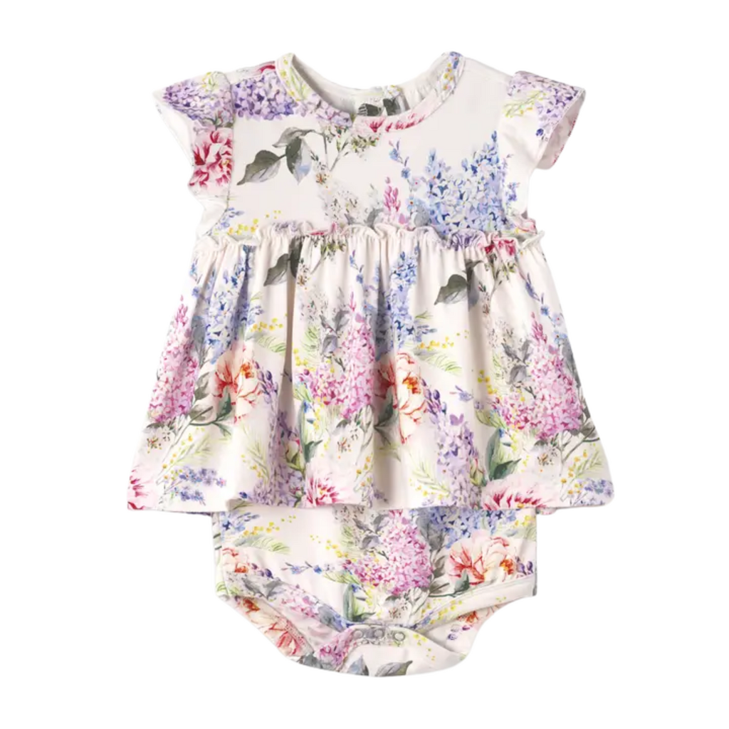 TESA BABE DREAM BLOSSOM FLUTTER SLEEVE SKIRTED BODYSUIT