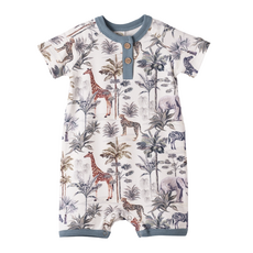 TESA BABE JUNGLE SAFARI SS HENLEY ROMPER