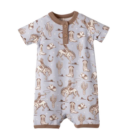 TESA BABE WILD WRANGLER SS HENLEY ROMPER